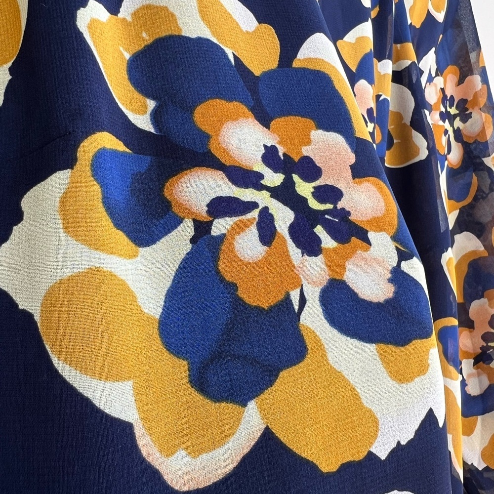 Cabi Lydia Blue and Yellow Floral Print Blouse, size M - Picture 4 of 7